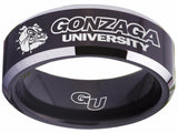 Gonzaga University Ring Bulldogs Black & Silver Wedding Ring Sizes 4 - 17 #gonzaga