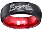 Atlanta Braves Ring Braves Logo Ring Black and Red Wedding Band #mlb #braves