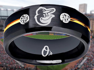 Baltimore Orioles Ring Orioles Black & Gold CZ Wedding Ring #orioles Sizes 6 - 13