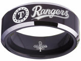 Texas Rangers Ring Championship Ring Black & Silver Wedding Band | Sizes 4 - 17 #texasrangers #mlb