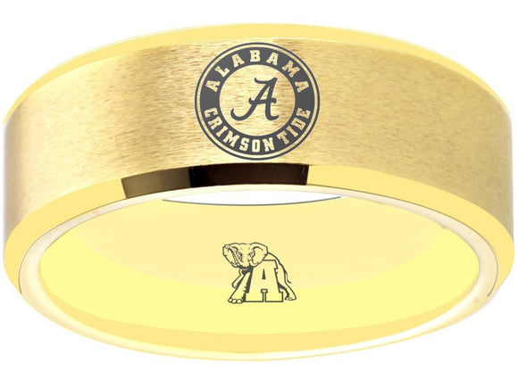 Alabama Crimson Tide Ring Gold Ring Tungsten Ring #rolltide