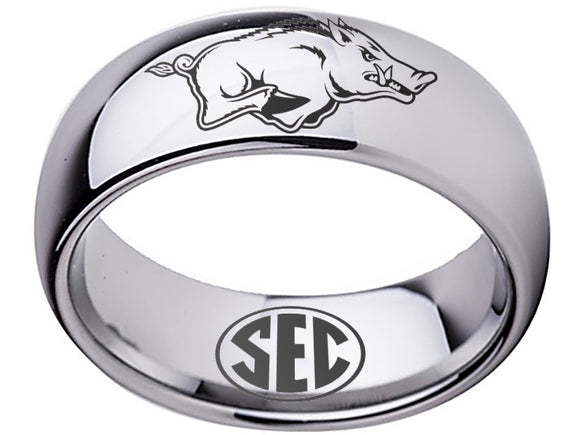 Arkansas Razorbacks Ring Silver Ring Tungsten Ring #arkansas #razorbacks