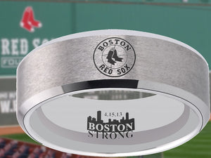 Boston Red Sox Ring Red Sox Wedding Ring Silver Sizes 6 - 13