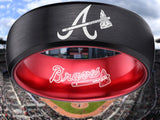 Atlanta Braves Ring Braves Logo Ring Black and Red Wedding Band #atlanta #braves