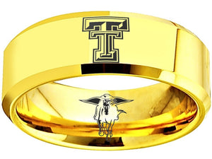 Texas Tech Red Raiders Logo Ring Gold Wedding Band #texastech #redraiders