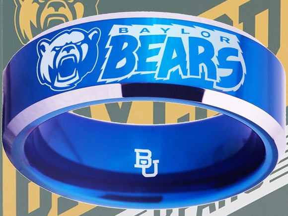 Baylor Bears Ring Blue & Silver Wedding Band | Sizes 4-17 #bu #baylor #bears